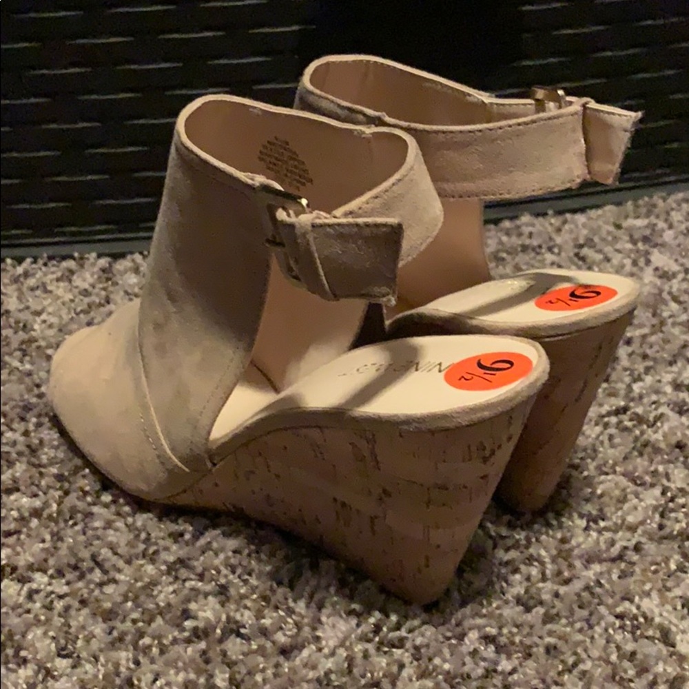 Cream Suede Nine West Wedge Booties